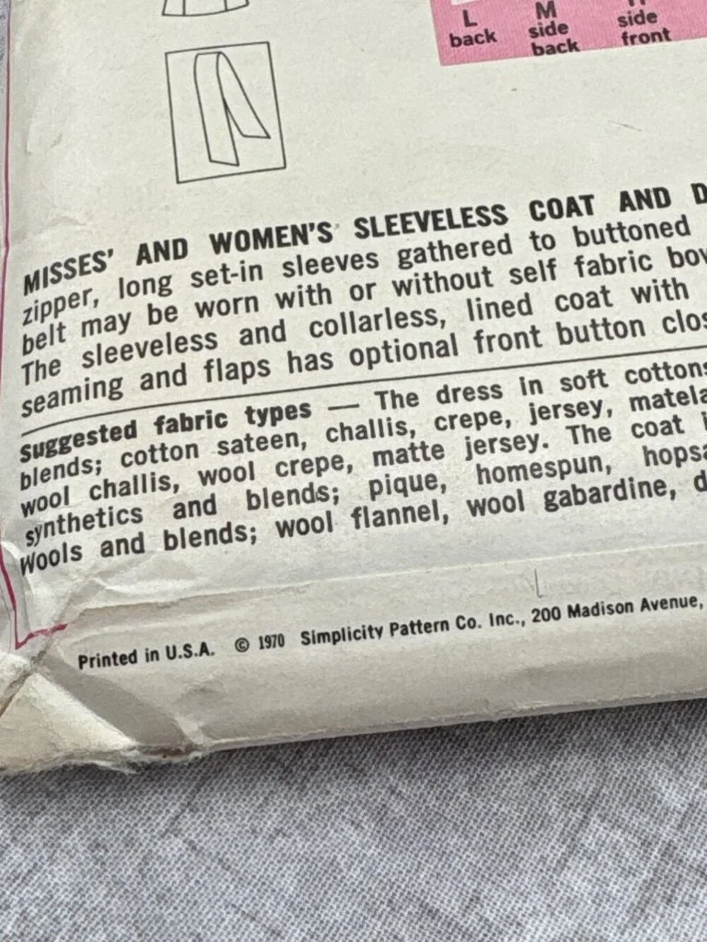 Simplicity 8705 Women Sewing Pattern Size 38 Dress Coats Uncut 1970